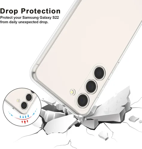 Vista 7 de Vanjua Funda transparente para Samsung Galaxy S22 5G, paquete de 2 fundas protectoras de silicona suave delgada de cuerpo completo compatible