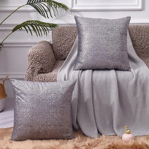 Vista 9 de EUCIOR Fundas de almohada doradas, fundas de almohada amarillas mostaza de 16 x 16 pulgadas, almohadas doradas claras con estampado de lámina