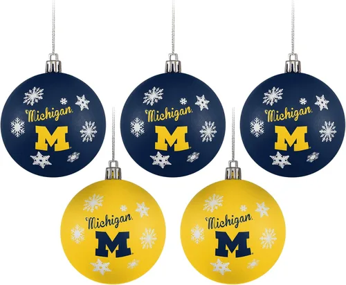 Vista 9 de FOCO NCAA - Juego de 5 adornos inastillables para árbol de Navidad con logotipo del