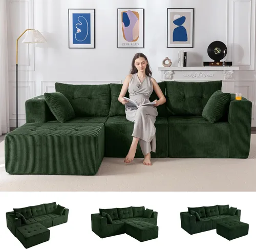 Vista 16 de MAXYOYO Sofá deshuesado, sofá modular en forma de L, sofá de 4 asientos