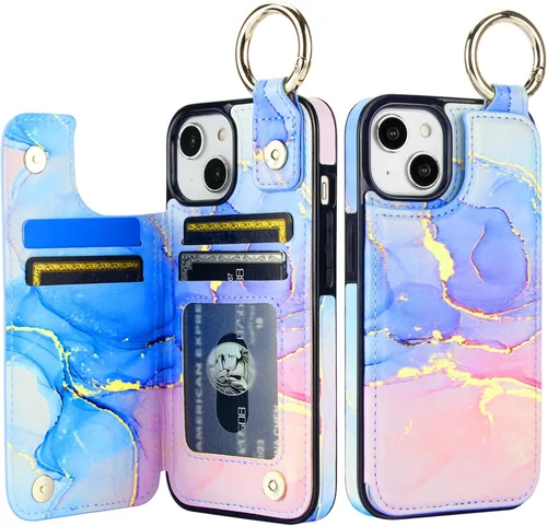 Vista 44 de HAOPINSH Funda tipo cartera con tarjetero para iPhone 14/13, diseño de Girasoles Bandera Americana