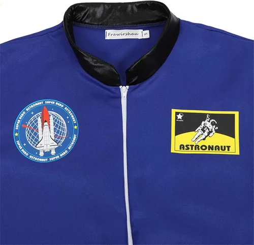 Vista 4 de Disfraz de astronauta para hombre, traje de hombre espacial, traje de piloto, traje de prisionero, disfraz de Halloween para adultos