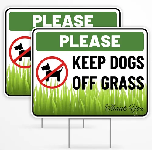Vista 7 de Letrero con estaca con estaca con texto en inglés "Keep Dogs Off Lawn con estaca", plástico corrugado, con texto en inglés "Please Keep Dogs Off