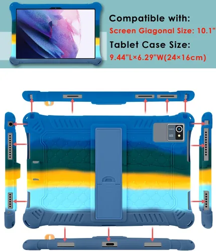 Vista 3 de DETUOSI Funda de silicona para tablet Okaysea de 10,1 pulgadas con lápiz stylus y correa para el hombro, funda con soporte multiángulo, funda suave