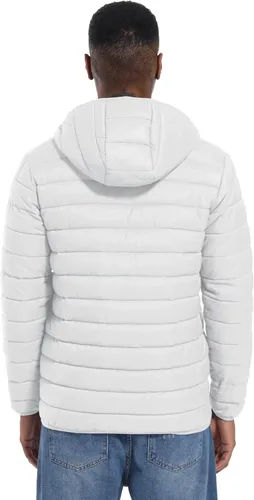 Vista 3 de MAGCOMSEN Chaqueta acolchada ligera con capucha para hombre, con cremallera completa, resistente al agua, acolchada, con forro