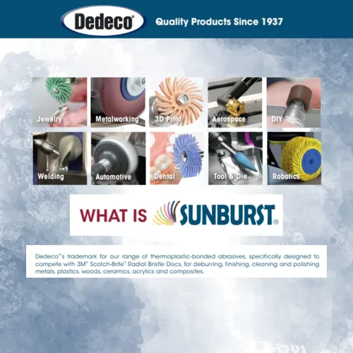 Vista 5 de Dedeco Sunburst - Discos de cerdas radiales (12 unidades, 3/4 pulgadas, curvados, grano azul 400 (fino), óxido de aluminio para pulido y acabado
