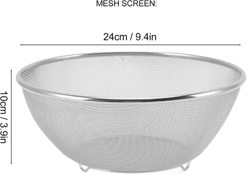 Vista 2 de Colador de pasta, colador de arroz de acero inoxidable 304 para uso doméstico con 0.079 in, para lavar verduras, frutas y arroz y para escurrir
