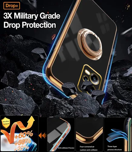 Vista 3 de Compatible con Xiaomi Redmi Note 12 Pro Plus Case Ring Holder Magnet Green, para Redmi Note 12 Pro Plus Funda de teléfono de silicona a prueba