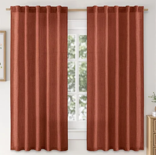 Vista 58 de MIULEE - Cortinas de lino sintético de 96 pulgadas de largo, 2 paneles, cortina semitransparente natural con pestaña trasera, bolsillo para barra