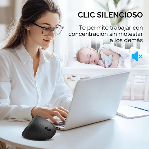 Vista 8 de TECKNET Ratón Ergonómico, Ratón Vertical Inalámbrico Bluetooth, Seguimiento Óptico 4800 DPI, 6 DPI Ajustables, Clics Silenciosos, 2.4GHz