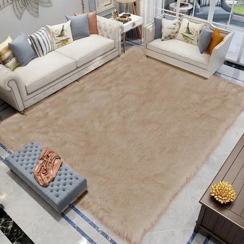 Vista 110 de Latepis - Alfombra rectangular de piel sintética tipo lana de oveja suave y esponjosa de estilo bohemio para sala de estar, dormitorio y residencias