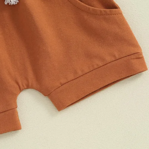 Vista 47 de Ropa de bebé niño sin mangas + pantalones cortos con estampado a rayas con bolsillos, 2 piezas de trajes de verano