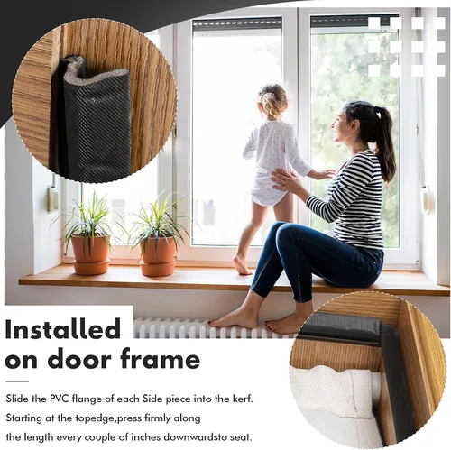 Vista 6 de BBTO Burlete para puertas y ventanas Burlete exterior en forma de V para puerta de garaje con espuma de bloqueo de espacio con ranura de sierra Negro