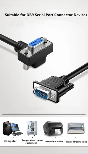 Vista 6 de DB9 Cable de puerto serie RS232 Cable de ángulo recto hembra a conectores macho rectos (3.3 ft)