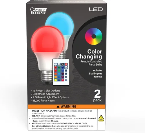 Vista 7 de Feit Electric Bombilla LED que cambia de color, A19 con una bombilla de base media E26, equivalente a 60 W, vida útil de 15 años