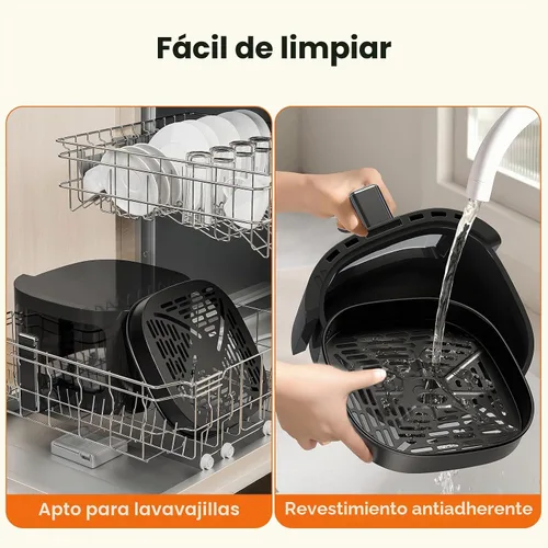 Vista 6 de Simple Deluxe Freidora de aire digital de 6.34 cuartos de galón con ventana visible, 12 funciones preestablecidas, cesta antiadherente y apta