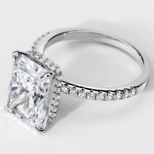 Vista 8 de Michooyel Anillo de compromiso de mujer de corte radiante de 4.0 quilates, anillo de boda de diamantes simulados, anillo de promesa, anillo de boda