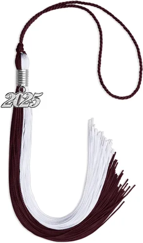 Vista 288 de Endea Graduation Borla de doble color con gota de fecha plateada (negro/oro antiguo, 2025)