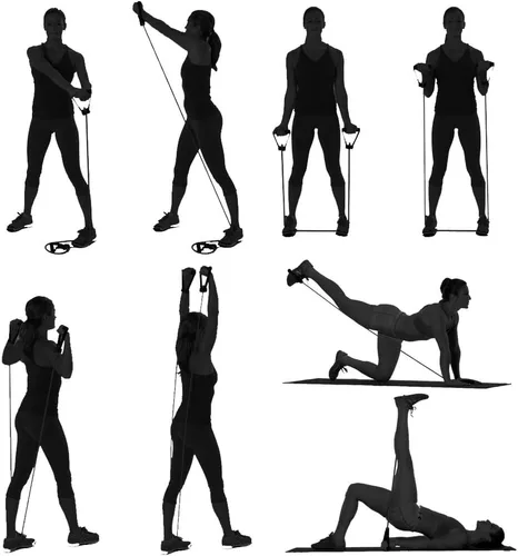 Vista 4 de Bandas de resistencia individuales, bandas de entrenamiento con asas y bandas de ejercicio con anclaje de puerta, adecuadas para entrenamiento