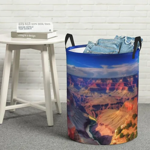 Vista 8 de Beauty Grand Canyon print Circular Hamper Waterproof Storage Bin Organizer Basket Laundry Hamper With Handles For Clothes Toys Small
