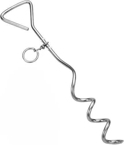 Vista 7 de Estaca cromada de amarre para perros y cable de 25 pies, acero inoxidable, resistente, para exteriores, patio, campamento, diseño de estaca