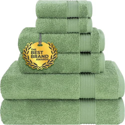 Vista 25 de Cotton Paradise Juego de 6 toallas, 100% algodón suave y absorbente turco para baño, 2 toallas de baño, 2 toallas de mano, 2 toallitas, juego