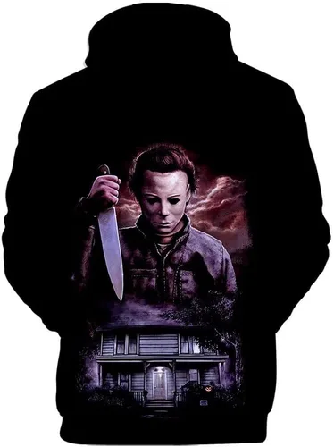 Vista 3 de CHLOBLOM Michael Myers - Sudadera con capucha para disfraz de película de terror, cosplay en 3D