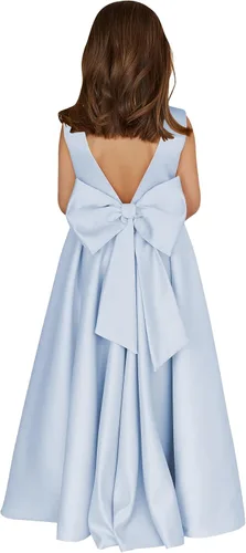 Vista 27 de MCieloLuna Vestidos de niña de flores para boda con nudo de lazo elegante de satén para primera comunión