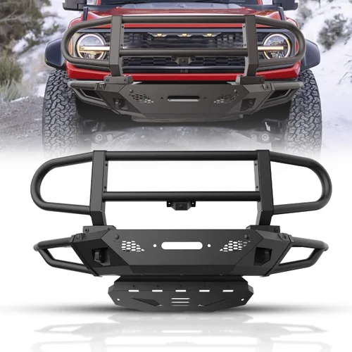 Vista 14 de ROXX Bull Bar - Barra protectora delantera para accesorios Ford Bronco, protector de parachoques delantero, barra atornillable todoterreno 3B.