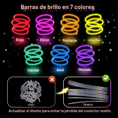 Vista 6 de JICUICUI Paquete a Granel de Barras Luminosas para Fiestas - Ultra Brillantes 50 unidades que Brillan en la Oscuridad Artículos para Fiestas