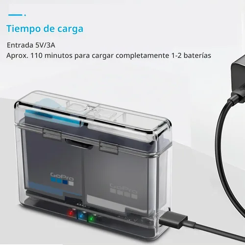 Vista 3 de Cargador de batería dual para GoPro Hero 12,11,10,9 Negro