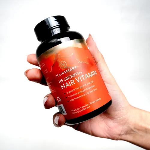Vista 7 de H5 Grow+ Suplemento vitamínico para el cabello, biotina, hierbas ayurvédicas y 5 grupos de nutrientes para el crecimiento, densidad y fuerza