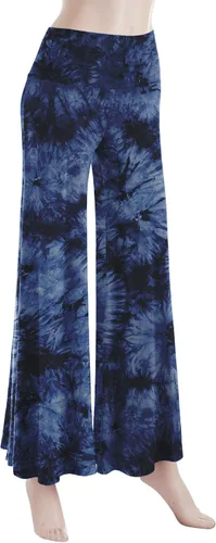 Vista 5 de Made By Johnny - Pantalones de palazzo de pierna ancha sólidos cómodos casuales para mujer