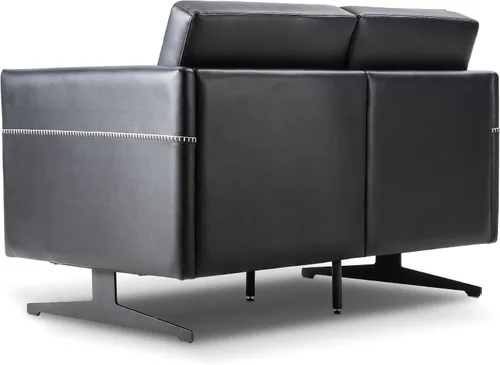 Vista 7 de Silla decorativa de dos plazas, sofá tapizado de piel sintética, soporte lumbar ergonómico, para sala de espera cúbica, silla de recepción, moderna