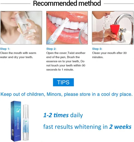 Vista 5 de 3 bolígrafos blanqueadores de dientes, esencia blanqueadora de dientes, gel blanqueador de dientes, removedor de manchas de dientes para blanquear