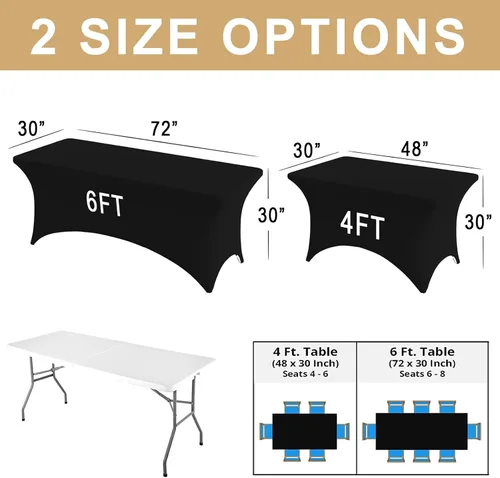 Vista 2 de Mantel rectangular personalizado, tamaño de 4 pies/6 pies, personalizado con logotipo/texto/imagen, material de elastano y poliéster, lavable a