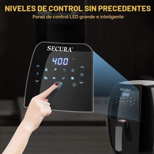 Vista 3 de Secura Freidora de aire máxima de 6.3 cuartos de galón, freidora digital de aire caliente de 1700 W Horno eléctrico 10 en 1 sin aceite