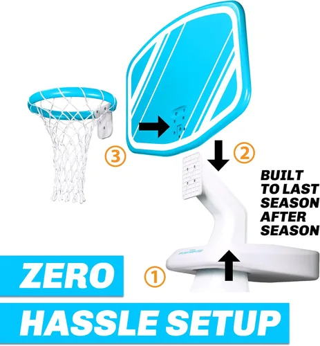 Vista 5 de GoSports Splash Hoop PRO - Elige tu color - Juego de baloncesto para piscina; incluye una canasta de baloncesto para agua para colocar junto a