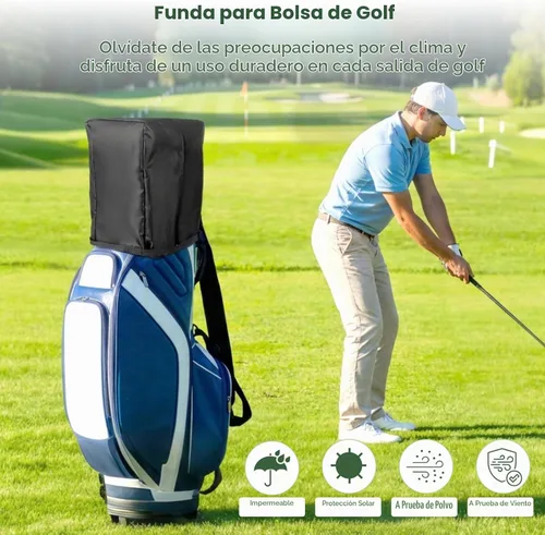 Vista 3 de Funda para bolsa de golf, 34 x 33 x 20 pulgadas, funda impermeable y a prueba de polvo para bolsa de golf con cremallera frontal, correas ajustables