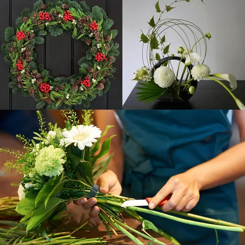Vista 7 de Alambre floral, 110 yardas de calibre 22, alambres verdes para floristería, cables flexibles de alambre verde para manualidades, coronas de Navidad