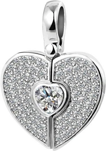 Vista 2 de KunBead Collar con dije de piedra natal de corazón que se puede abrir para hija, compatible con pulseras Pandora