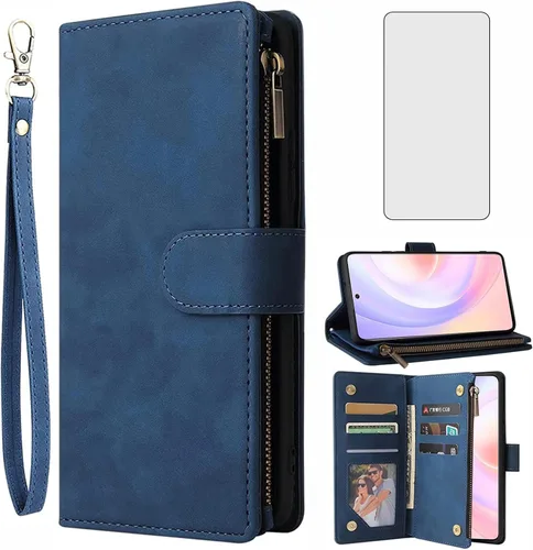 Vista 9 de Asuwish Funda compatible con Huawei Nova 9 SE / Honor 50 SE, protector de pantalla de vidrio templado y funda de cuero con tapa para tarjetero
