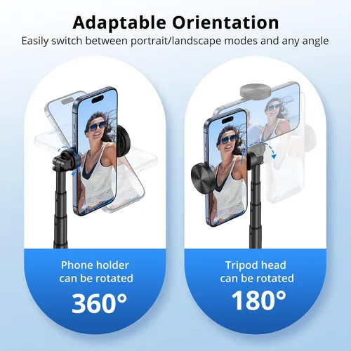 Vista 7 de SYNCWIRE Trípode de teléfono Selfie Stick de 55 pulgadas para iPhone, palo selfie de aluminio extensible todo en uno con control remoto, trípode