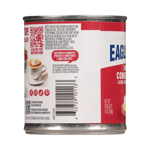 Vista 4 de Eagle Brand Leche condensada endulzada de 14 onzas, ideal para flan, cocinar, hornear, bebidas, postres, helados, sin ingredientes artificiales, sin