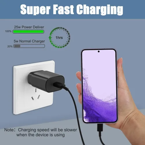 Vista 7 de Cargador USB-C de carga súper rápida de 25 W para Samsung Galaxy A17/A16/A15 5G SM-A166 SM-A165 SM-A156 SM-A155 Android Phone Tipo C Cable de carga