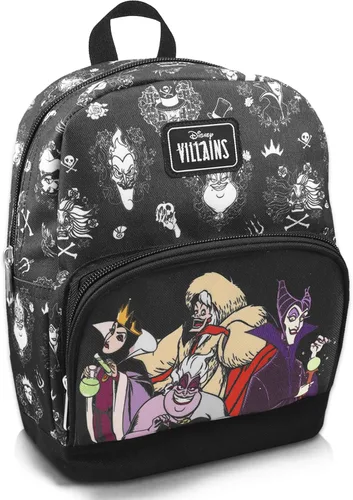 Vista 4 de Disney Villains Mini mochila para mujer Mochila de lona de Disney Villains de 10 pulgadas con bolsillo frontal y marcador Paquete de mochila