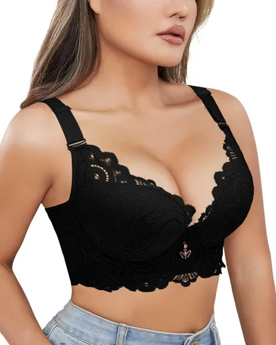 Vista 2 de Mirgoo Sujetador push up para mujer, sujetadores de encaje de talla grande con aros