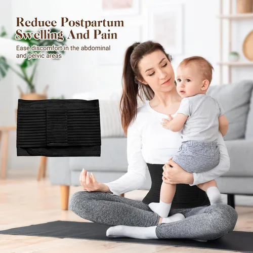 Vista 6 de Postpartum Belly Band for Women: Abdominal Binder Post Surgery Compression Support Belt - Waist Trainer Girdle C Section Wrap