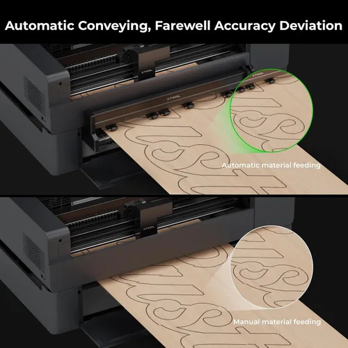 Vista 4 de xTool Alimentador automático para cortador láser xTool P2 55W Co2, socio para grabado y corte automático con precisión en áreas más grandes de hasta