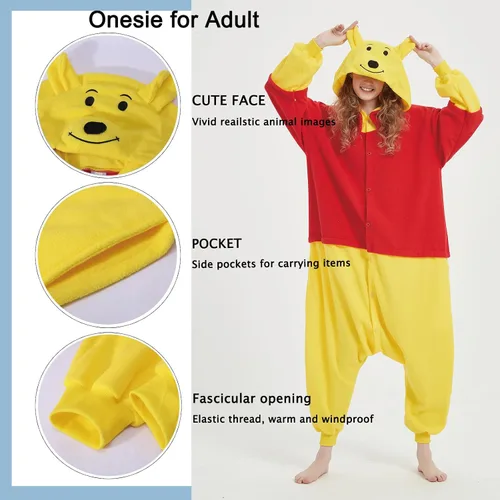 Vista 6 de SWEETXIN Pijama unisex para adultos y niños, para Halloween, Navidad, ropa de dormir, traje de cosplay para mujeres y hombres